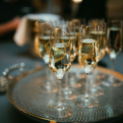 Tray of champagne glasses